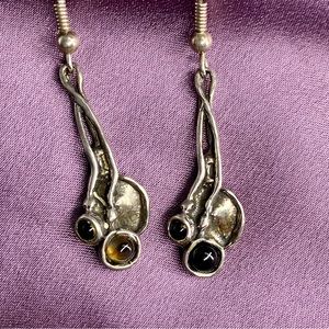 Vintage Art Nouveau Earrings Sterling Silver & Amethyst One of a Kind